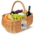Creative Home Einkaufskorb Weidenkorb mit Henkel Picknickkorb | 36 x 27 x 32 cm (+/- 2 cm) | Handgeflochten | Naturbraun | Universell und Langlebig Groß Osterkörbchen Geflochten