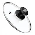 KADAX Topfdeckel, Universaldeckel aus Glas mit Schwarz und Silber Griff, 16 cm