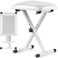 CAHAYA keyboardbank 3-Fach höhenverstellbar klavierbank klappbarer Klavierhocker X-förmig Klavier Sitzbank Pianobank stabil Piano Stool Gepolsterter Klavierstuhl Weiß CY0257-1