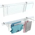 Wäscheständer Balkon, Balkonwäschetrockner, Balkonwäscheständer, klappbare robuste Außenwäscheleine aus Aluminium und Stahl - Foxydry Duo We... - Weiß