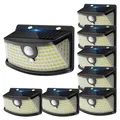 Aootek Solarlampen für Außen Wetterfest mit Bewegungsmelder - 120 Led Strahler, 270° Breiter Winkel, IP65 Wasserdicht- 8 Stück für Garten, Teichbeleuchtung, Schwarzer Rahmen, Kaltweiß