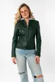 Lederjacke "Nola LEGV", mit Kapuze, mit abnehmbarer Jersey-Kapuze, Gr. L, dark green
