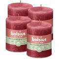 Rustik Stumpenkerzen 80/68 mm - Zartes Rot (4 Stück)