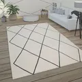 Paco Home Teppich Wohnzimmer Skandi Rauten Muster Modern Weiß Verschiedene Designs Größen 80x150 Cm, Weiß 2