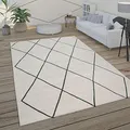 Paco Home Teppich Wohnzimmer Skandi Rauten Muster Modern Weiß Verschiedene Designs Größen, Grösse:80x150 cm, Farbe:Weiß 2