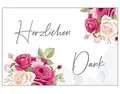 6 Premium Dankeskarten (Klappkarten) mit 6 weißen Umschlägen, Danke, Dankeschön, Karten, Dankekarten, Hochzeit, Geburt, Baby, Taufe, Abschied, Geburtstag, Jubiläum Blumen Blumenmotiv