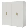 Drehtürenschrank Napoli 4D 200 Weiß (schwarzer oder goldener Griff)