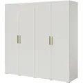 mzm24 Drehtürenschrank, Weiß, Holzwerkstoff, Uni, 10 Fächer, Rechteckig, Bodenplatte, 200x35x60 cm, Schlafzimmer, Kleiderschränke, Drehtürenschränke