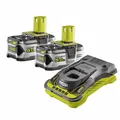RYOBI ONE+ 2x 18V 5,0Ah Akku Schnellladegerät Akku-Starterset Neu Ersatzakku