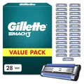 Gillette Mach 3 Klingen Herren, 28 Original Rasierklingen, Blau - Ersatzklingen Männer für Nassrasierer mit Gleitstreifen für Ein Sanftes Gleiten Und Klingenbeschichtung