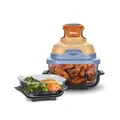 Ninja CRISPi Tragbare Heißluftfritteuse, 3,8 l & 1,4 l, 4-in-1: Heißluftfrittieren, Braten, Aufknuspern, kompaktes Design, 2 abnehmbare Glasbehälter & Deckel, 1700 W, Mango-Wolken FN101EUORPR
