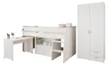 Parisot Jugendzimmer-Set Reverse in Weiß, (Komplett Set, 2-tlg., ausziehbarer Schreibtisch, Kommode, Hochbett), ausziehbarer Schreibtisch, Kommode