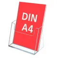 ogoPLUS DIN A4 Prospekthalter Hochformat / Prospektständer Flyer-Ständer Werbung Aufsteller Tisch-Prospektständer / Prospektbox / Werbung, glasklar, leichte Neigung für optimales Blickfeld