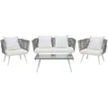 Beliani Lounge-Set, Weiß, Kunststoff, Loungemöbel, Gartenlounge-Sets