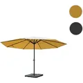 Sonnenschirm Meran Pro, Gastronomie Marktschirm ohne Volant Ø 5m Polyester/Alu 28kg ~ creme mit Ständer