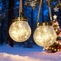 Solarleuchten Garten - XRR 2Stück 30LED Solar Laterne Hängend Glaslaterne Solarlampe Tisch für Außen IP65 Wasserdicht solarleuchte tisch für Patio,Partei,weihnachtsdekorationen (Warmweiß)