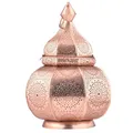 Marrakesch Lampe und Laterne in einem aus Metall 30 cm groß | Tischlampe Windlicht Lamisa Kupfer als Orientalische Dekoration