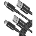 Anker USB C Ladekabel, USB auf USB C Kabel [2 Stück 1,8m], Nylon USB A auf USB C Ladekabel, für iPhone 16/15, Galaxy S24/S23/S22/Note 20, Smartphone - Schwarz