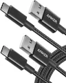 USB-C/USB-A Cable [Pack of 2] 1.8 m Nylon Type C Charging Cable for Samsung