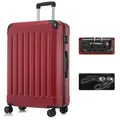 YONSLY Hartschalen-Trolley Premium Hartschalen-Reisekoffer Trolley Kabinenkoffer, 4 Rollen, TSA-Schloss, YKK-Reißverschluss, austauschbare Rollen & Griffe rot 76 cm
