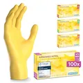 ARNOMED Einweghandschuhe Gelb 100 Stück/Box, Einmalhandschuhe XS, Nitrilhandschuhe, Handschuhe Einweg puderfrei, latexfreie Gummihandschuhe, Einweghandschuhe in XS, S, M & L verfügbar
