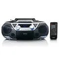 Lenco SCD-720 - Boombox DAB+ - Bluetooth 5.0 - Toploader CD/MP3-Player - Kassettendeck - FM Radio - USB-Anschluss - 2 x 6 Watt RMS - Bass Reflex - Fernbedienung - Silber