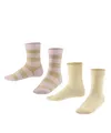 FALKE Unisex Kinder Socken Happy Stripe Multipack K So Baumwolle gemustert 2 Paar, Beige Sand Melange 4650, 39-42