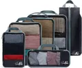 Sunflake Kompressions-Packwürfel – 6er-Set, Packing Cubes, Koffer Organizer für Urlaub und Reisen, Packtaschen - Grau