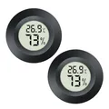 JEDEW Hygrometer Thermometer Digital Humidity Meter Indoor/Outdoor Humidity Monitor Reptile Thermometer for Humidors Greenhouse Garden Cellar Fahrenheit (℉) or Celsius(℃) (schwarz-2 Pack) (2)