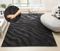 OTTO home Teppich Benia, Hoch-Tief-Struktur, rechteckig, Höhe: 19 mm, Wellen-Design, leichter Glanz, modern, Wohnzimmer, Schlafzimmer