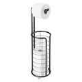 mDesign Toilettenpapierhalter stehend - moderner Papierrollenhalter fürs Badezimmer - rostbeständiger Klopapierhalter mit Stil - mattschwarz