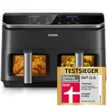 Cosori Dual Basket, Heißluftfritteuse, 2 Kammern, 8,5 Liter XXL Airfryer, 8 in 1 Funktionen, Sichtfenster, 50+Online Rezepte