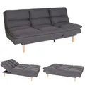 Mendler Schlafsofa HWC-M79, Gästebett Schlafcouch Couch Sofa, Schlaffunktion Liegefläche 180x110cm - Stoff/Textil dunkelgrau