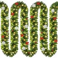 CASARIA Weihnachtsgirlande mit Beleuchtung Deko 5m 80 LEDs Beleuchtet Innen Außen Grün Weihnachtsdeko Weihnachten Girlande Tannengirlande Warmweiß
