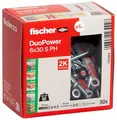 fischer DuoPower 6 x 30 S PH, Universaldübel mit Panheadschraube, 2-Komponenten-Dübel, Kunststoffdübel zur Befestigung in Beton, Ziegeln, Stein, Gipskarton uvm., 50 Dübel + 50 Schrauben