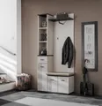 ASM-Moebel Garderoben-Set Flurgarderobe Schuhschrank Wandpaneel HUGO I mit Sitzbank, Mit Sitzbank