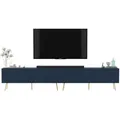 Meble Lindner Tv-Lowboard, Blau, Holzwerkstoff, 8 Fächer, Rechteckig, 300x60.5x36.5 cm, Wohnzimmer, Wohnwände, Lowboards, Lowboards stehend