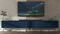 2 Stk TV-Schrank 2 x ELPIS TV Glamour Style goldene Metallbeine Metallbeine Modern Lindner Möbel 300cm x 60,5cm x 36,5cm Farbe: Marineblau matt - Italienische Tiefmattfolie