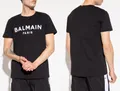 BALMAIN Flocked Logo Straight Fit T-Shirt Cotton Shirt Paris Logo Tee Top Bnwt M