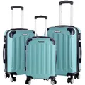 3er Kofferset - Robuste ABS- Hartschalenkoffer, TSA-Zahlenschloss, erweiterbare Kapazität - in M, L, XL - Eckenschutz, 360° drehbare, leise Räder - Grün