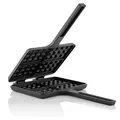 BBQ-Toro Waffeleisen | Sandwicheisen mit 2 Stielen, 19 x 15 cm | Waffle + Pie Iron | rechteckige Doppelform aus Gusseisen, bereits eingebrannt | Waffelmaker, Waffeleisen aus Gusseisen, Sandwichmaker