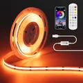 OULARA RGB COB LED Streifen USB 5V 2M mit Bluetooth Smart APP Controller,Farbwechselnde streifen Licht mit 600LEDs/M,Multicolor Flexible led Band für TV,Schlafzimmer,Party DIY Dekoration