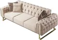 Villa Möbel Sofa Nova Beige 2-Sitzer Relax- und Bettfunktion, pflegeleichter Mikrofaser Samtstoff, inkl. Kissen