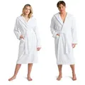 Möve Unisex-Bademantel Superwuschel Kapuze, ideal für Sauna & Spa, Hotelbademantel, Langform, Walkfrottier, Kapuze, Gürtel, in Uni weiß S | 120 cm