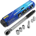 S&R Drehmomentschlüssel KFZ Bike Motorrad 3/8', Meßbereich 19-110 Nm, DIN 6789 kalibriert (Set, L=375 mm inkl. Verlängerung, Adapter und Stecknüsse), aus CrV-Stahl, bruchfest, in praktischer und robuster Kunststoffbox