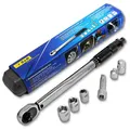 S&R Drehmomentschlüssel 3/8", 19-110 Nm, Verlängerung, 2 Adaptern, 3 Stecknüsse