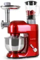 Klarstein Knetmaschine Küchenmaschine mit Fleischwolf, 1800W Teigmaschine Klein, 6 Stufen, Schneebesen Rühr- & Knethaken, Planetenrührwerk, Rührmaschine mit Mixer, Küchenmaschinen mit 5L Schüssel