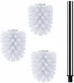 Daloual - 3 x Ersatz WC-Bürstenkopf Weiß Ø ca. 6,5 cm + 1 x Edelstahl-Griff 26,5 cm - Toiletten-Bürste - Klo-Bürste - WC-Besen - austauschbar - modernes Design - hochwertig - langlebig