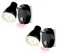 TRANGO LED Nachtlicht, 2er Set 2635-025 LED Sensor Nachtlicht *MILO* mit Bewegungssensor & Automatikfunktion in Schwarz Sicherheitslicht 230V Steckdosenlampe, Wandlampe, Orientierungslicht, Nachtlampe, Steckdosenlicht