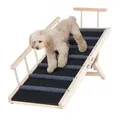 VEVOR Hunderampe 1,2m lang Hundetreppe mit 7 Querstangen Hundeautorampe aus Kiefernholz Gummi Hundeeinstiegshilfe 6-stufige Höheneinstellungen